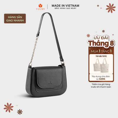 Túi Yuumy (Thời trang nữ nắp gập bo viền tối giản size 22-  Túi đeo vai da Seasand YN342)