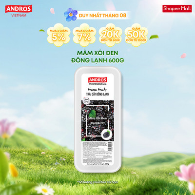 [CHỈ GIAO HCM] Mâm Xôi Đen Đông Lạnh - Không chất bảo quản - Trái cây đông lạnh ANDROS IQF - 600g