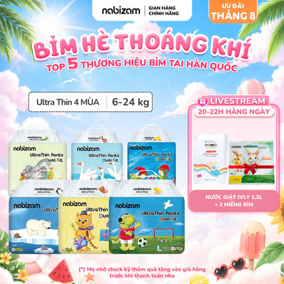 [LIVE KOL] Combo 4 Bịch Tã/Bỉm Quần NABIZAM ULTRA THIN 4 Mùa Mỏng Mềm Hơn, Thấm Hút Nhanh Hơn Size Cho Bé 6-24kg