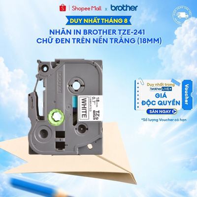Nhãn in Brother TZe-241 chữ đen trên nền trắng (18mm)
