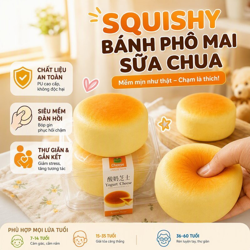 Đồ Chơi Squishy Bánh Mềm Phục Hồi Chậm PU Bóp Xả Stress Bread Squishy Quishy