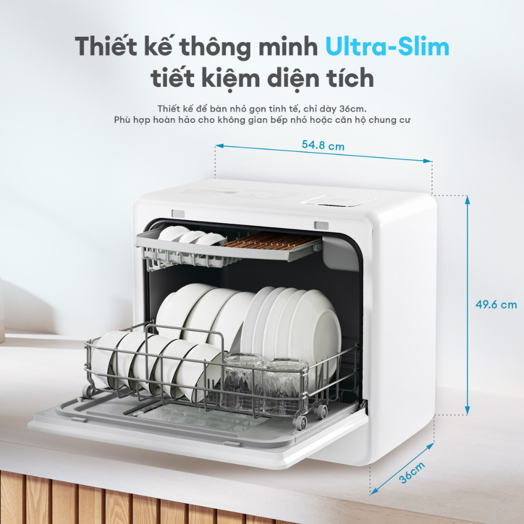 🌟 [Bán chạy nhất] Máy rửa chén bát để bàn KOCHI C500 - Sức chứa 6 bộ - Không cần lắp đặt - 5 chương 