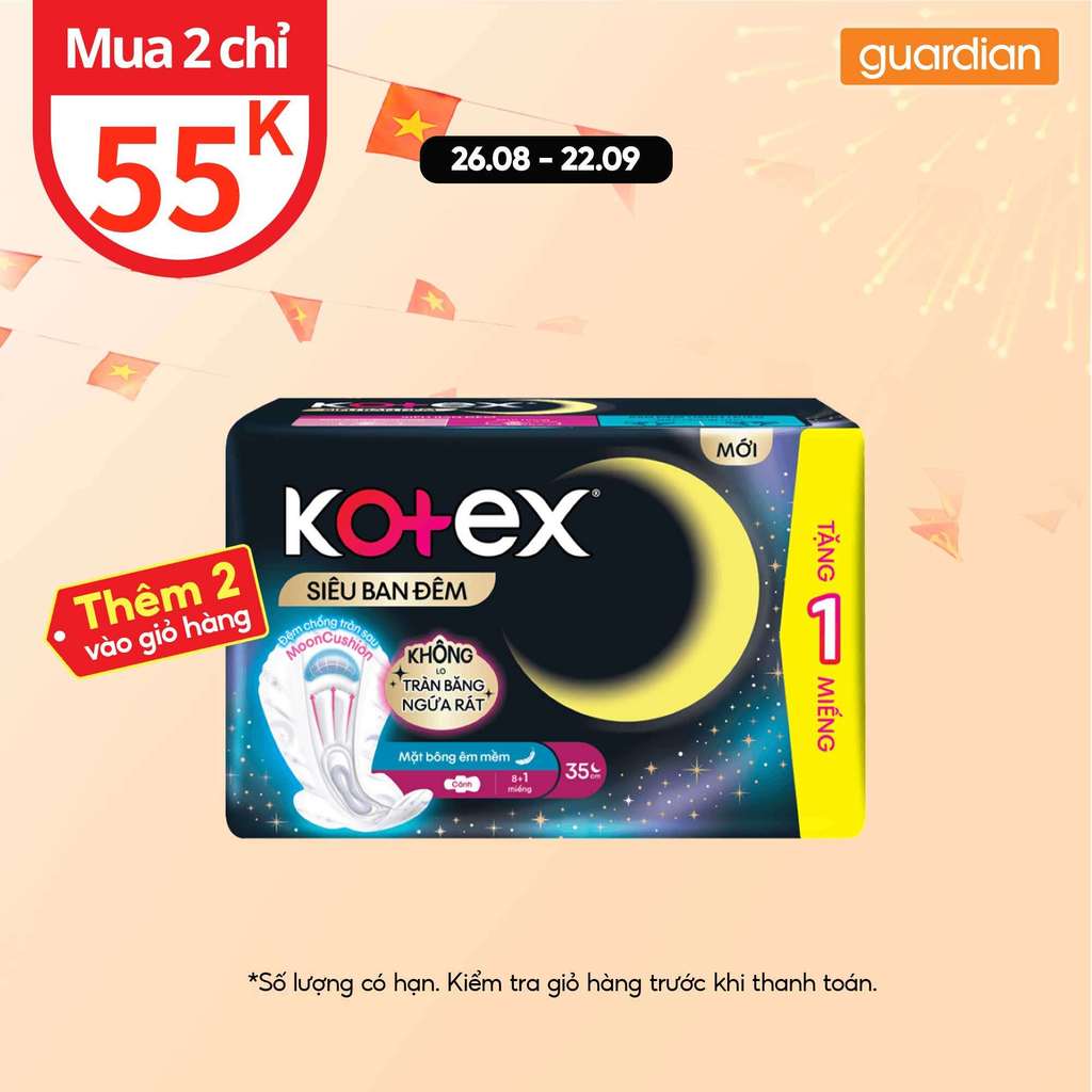 Băng vệ sinh ban đêm Kotex Style khô thoáng 35cm (8 miếng)
