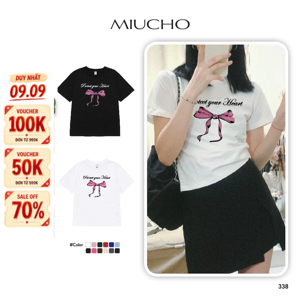 Áo baby tee ABD338 Miucho cổ tròn in graphic