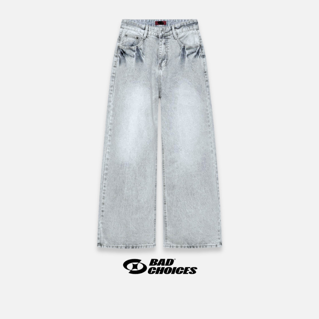 Bad Choices | Quần jeans ống suông PLAIN wash màu phong cách Menswear