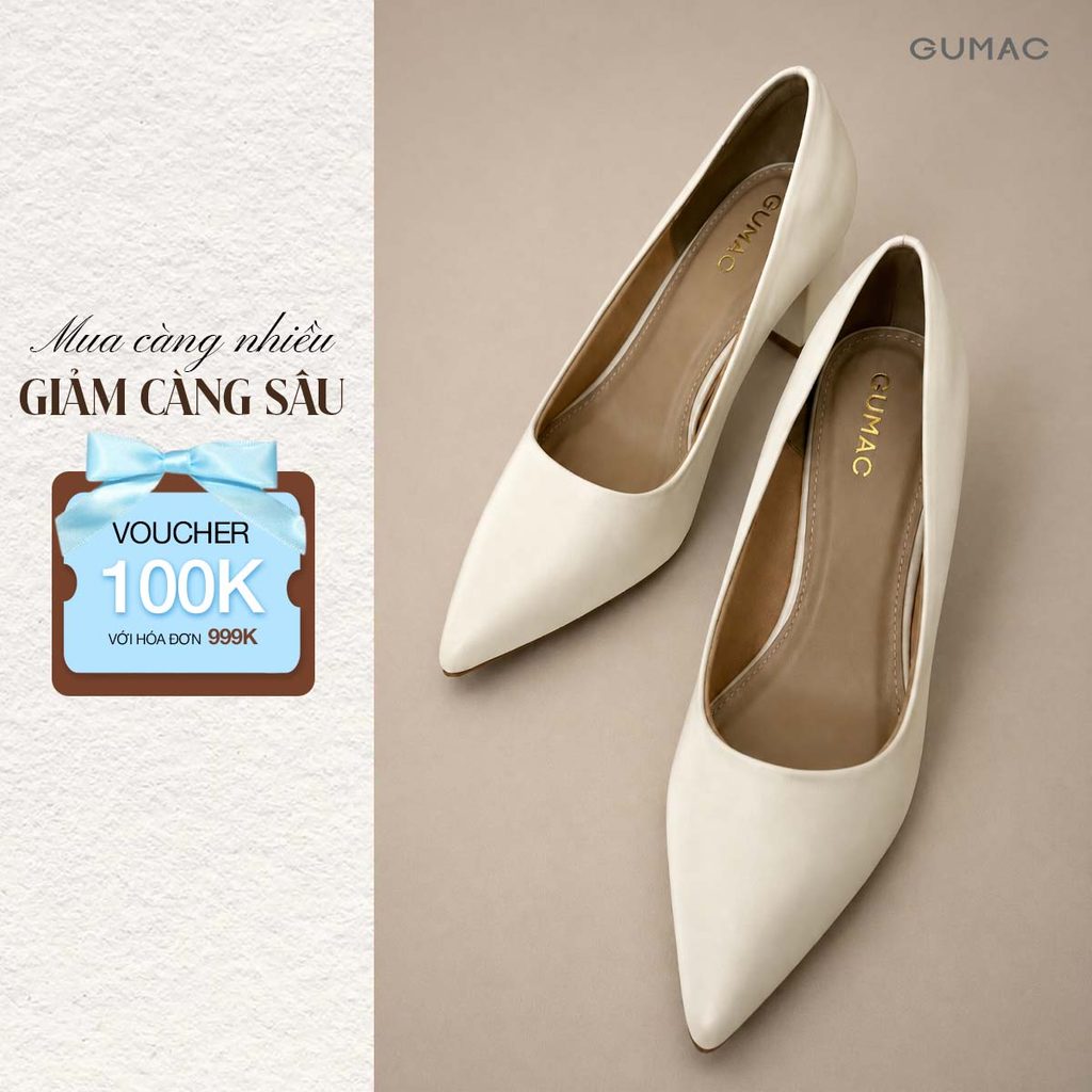 Giày Cao Gót GUMAC Dáng Cơ Bản Trơn Dễ Phối Đồ GF12070