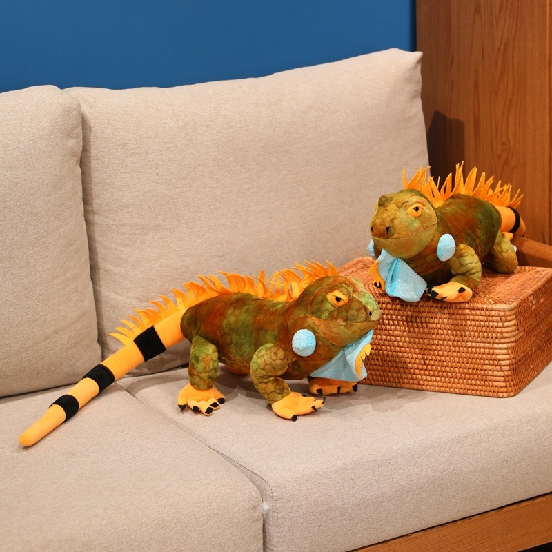 Đồ chơi nhồi bông Iguana Lizard thực tế, Búp bê nhồi bông Iguana xanh như thật, Thiết kế lưng phồng 