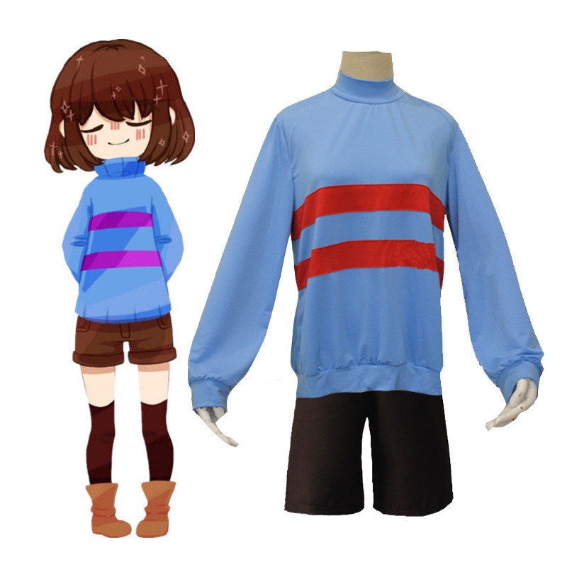 Dưới Truyền Thuyết Cosplay Trang Phục Frisk cos Trang Phục Anime Trang Phục Màu Xanh Lá Cây Họa Tiết