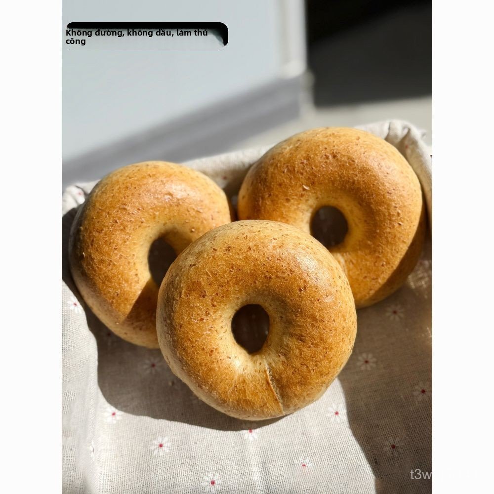 Bánh bagel nguyên cám Qiji thủ công bữa sáng thay thế no bụng 0 béo ăn vặt bán chạy giao nhanh