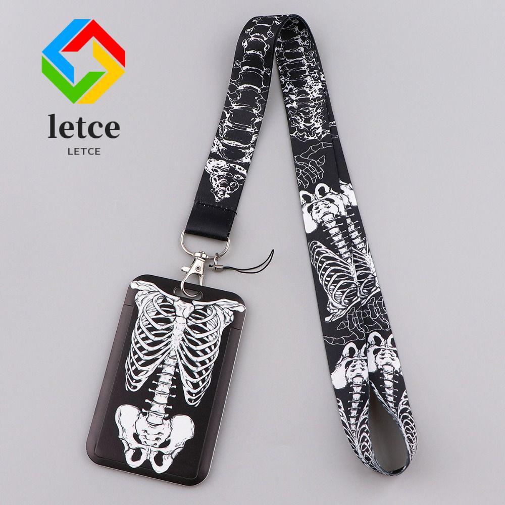 LETCE Skull Credential Holder, Skull Design Punk Style Name Card Cover, Phong cách Gothic Skeleton D