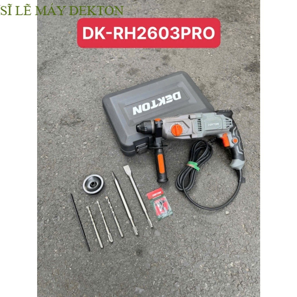 Máy Khoan Bê Tông Dekton DK-RH2603PRO - 3 Chức Năng - Công Suất 1050W - Đầu Gài SDS PLUS Máy sĩ DEKT