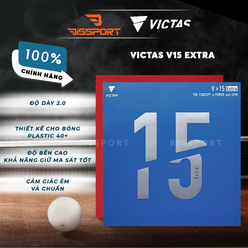 Mặt Vợt Bóng Bàn Victas V15 Extra Xanh Chính Hãng - Sức Tấn Công Mạnh Mẽ, Uy Lực, Độ Xoáy Cao, Kiểm 