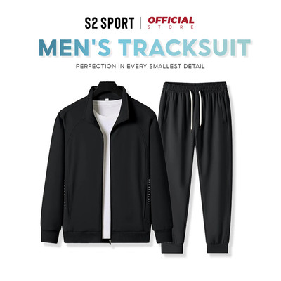Bộ nỉ nam thu đông S2 SPORT dài tay cổ trụ khoá kéo chắc chắn, chất nỉ cotton USA dày dặn - BN08