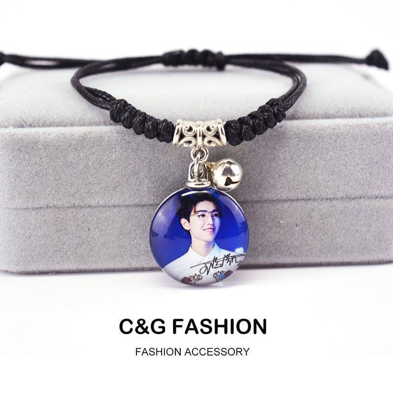 TFBOYS Wang Yuan Wang Junkai Yi Yang Qianxi Campus Sinh viên Vòng tay nữ Vòng tay Bện màu đen Vòng t