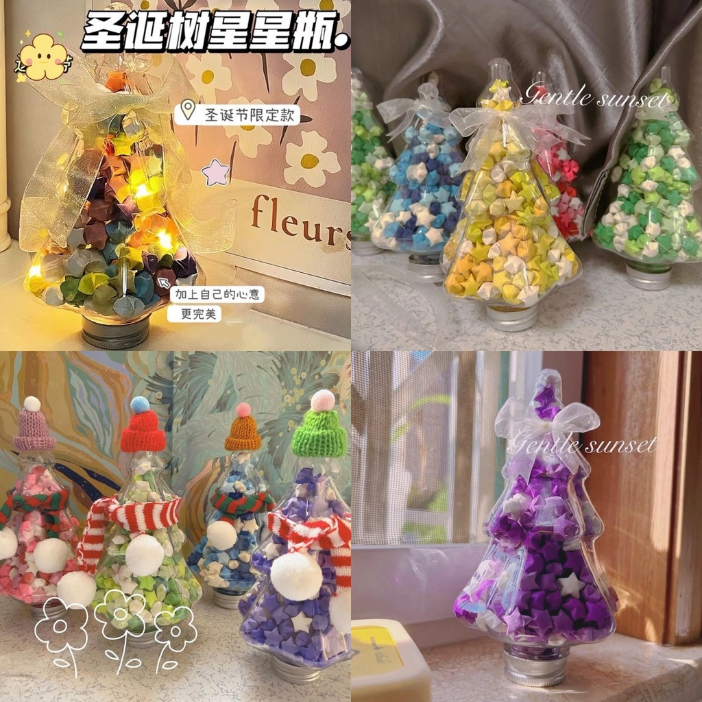 500ml Ngôi Sao Origami Chai Dạ Quang Cây Giáng Sinh Cốc DIY May Mắn Origami Chai Tốt Nhất