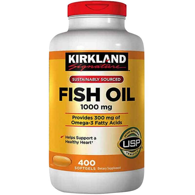 Viên uống Kirkland Fish Oil 1000mg 400v - Omega-3 300mg hỗ trợ tim mạch, nhập khẩu Mỹ