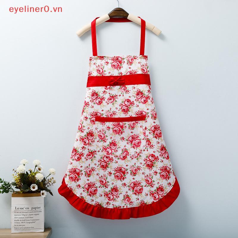 EY & HG Vải Cotton Canvas Họa Tiết Hoa Cho Nữ Tạp Dề Chống Dầu Nhà Bếp Có Nhà Thơ Và Thắt Lưng Có Th