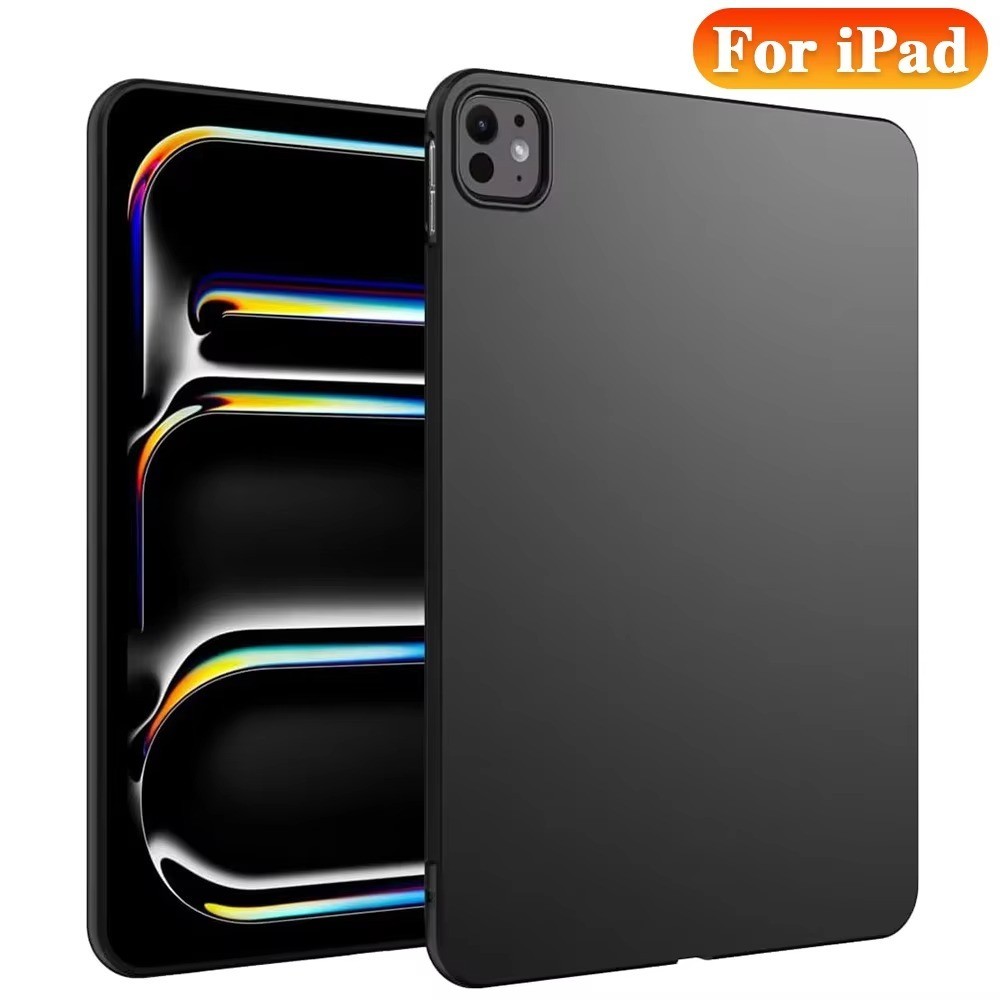 [iPad Air 4 / Air 5 / Air 6 / Air 7] Ốp lưng silicon Macaron Soft Case TPU cho mặt sau chỉ màu đen