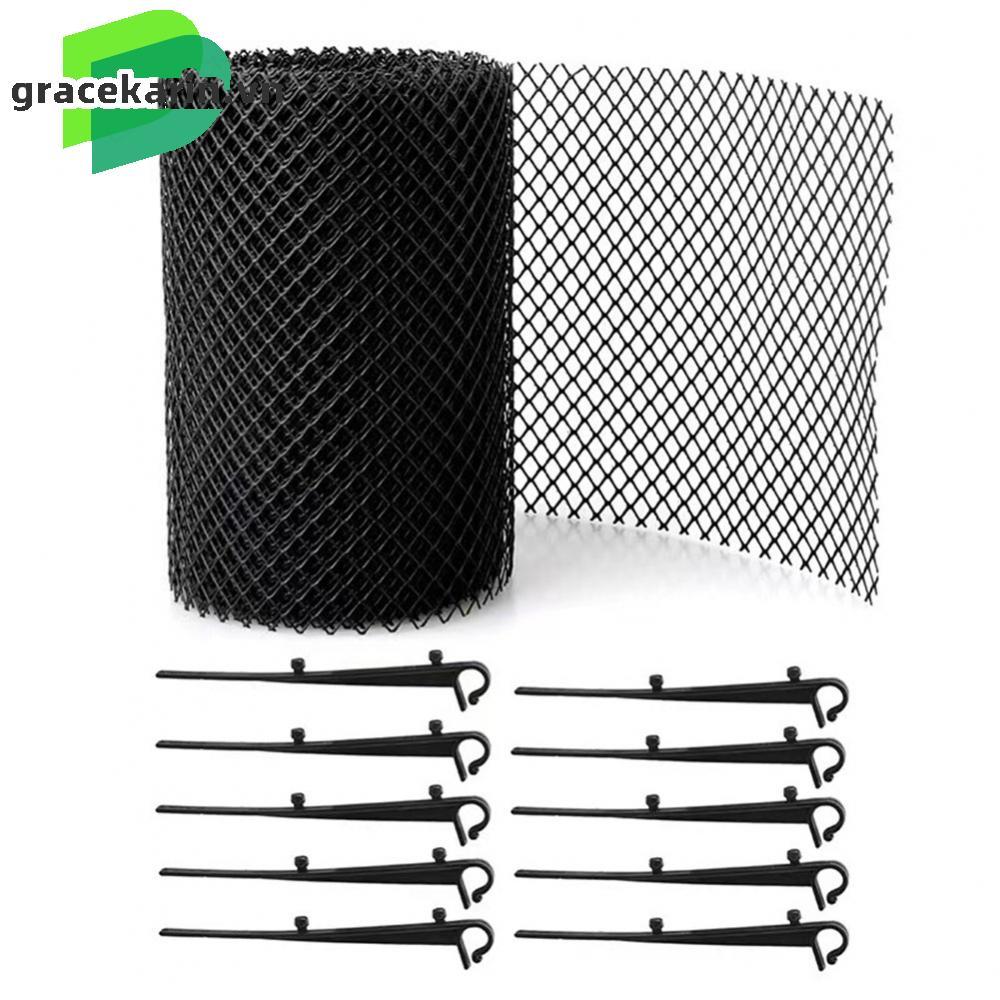 [GRCEKRIN-VN]Eaves Net 600x15cm Black Buffer Floor Net Cover With 10 Ground Nails Durable