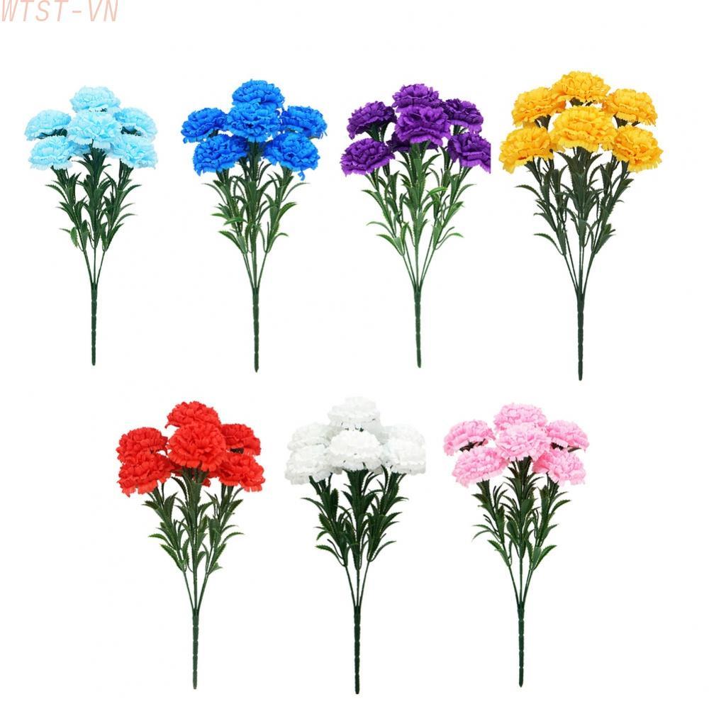 7 Head Carnation Artificial Flowers Plastic Fake Plants Home Party Wedding Decor