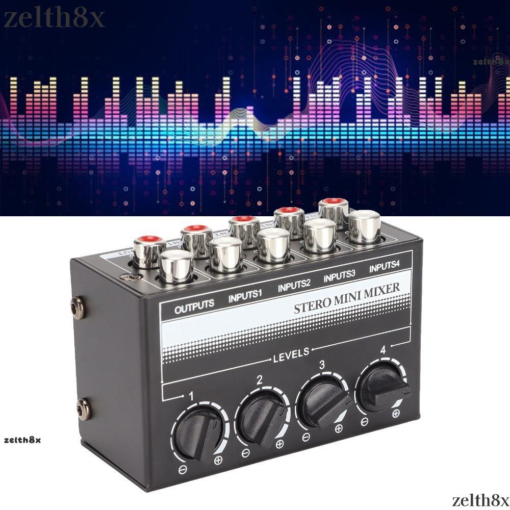 Máy trộn thụ động 4 kênh ZELLH CX400, Hỗ trợ 4 trong 1 Núm âm lượng riêng biệt Máy trộn Mini âm than