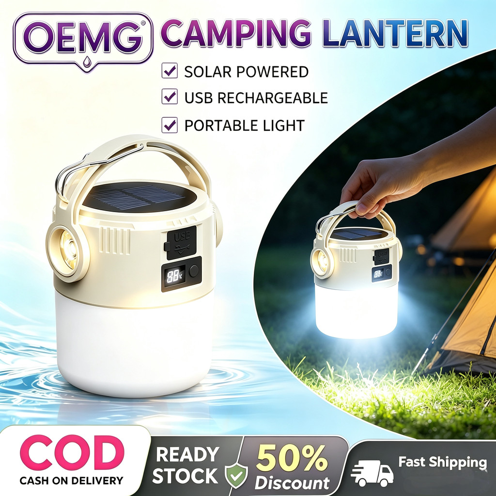 Đèn cắm trại năng lượng mặt trời ES06 800LM IPX5 6000mAh Đèn khẩn cấp có thể sạc lại