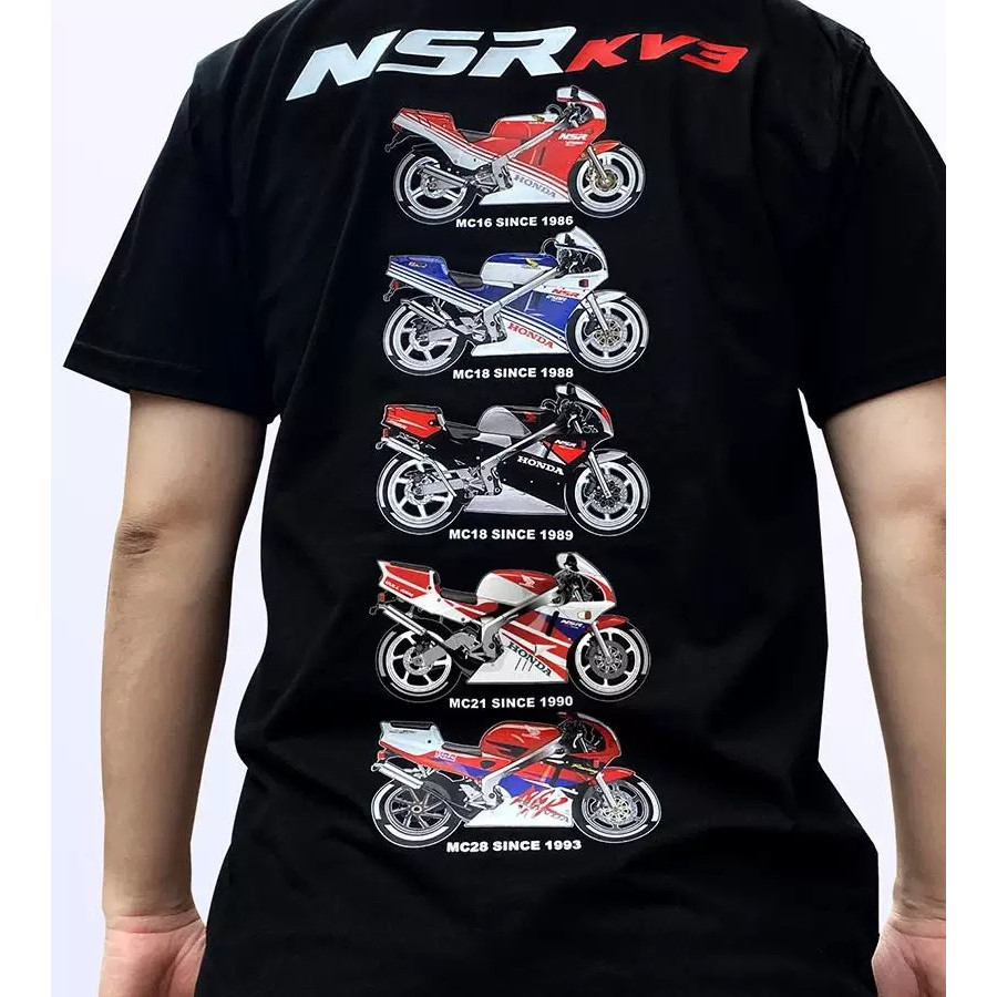 Phong Cách Mới NSR250R-KV3 Cổ Điển Hai Chiều Cảm Giác Xe Máy Cổ Tròn Áo Thun Tay Ngắn