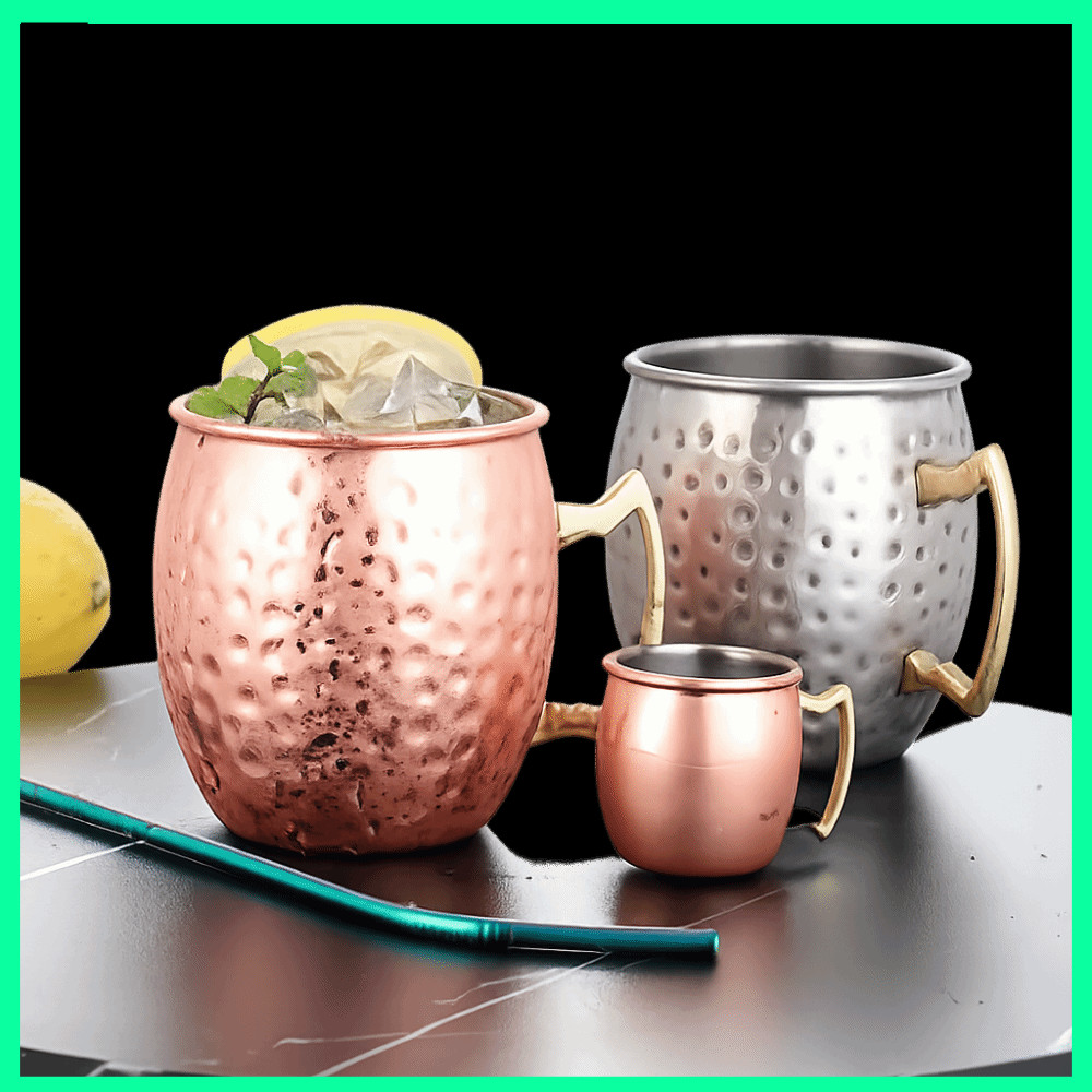 Cốc điểm búa ESTRENAR, Cốc cốc Mule Moscow 500ml, có tay cầm đinh tán chắc chắn Búa dày mịn Moscow M