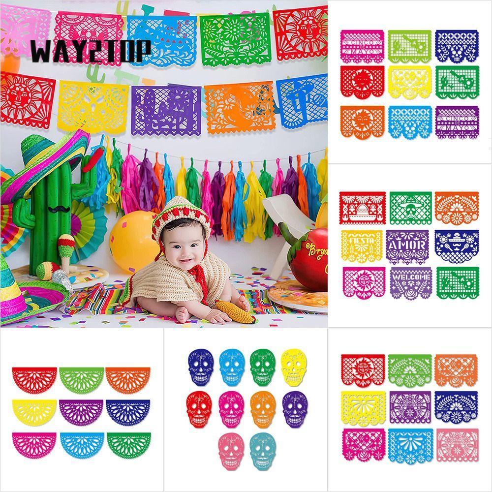 WAY2TOP Biểu Ngữ Tiệc Mexico Nhiều Màu Sắc Ngoài Trời Trang Trí Lễ Hội Cắt Giấy Nghệ Thuật Cinco De 