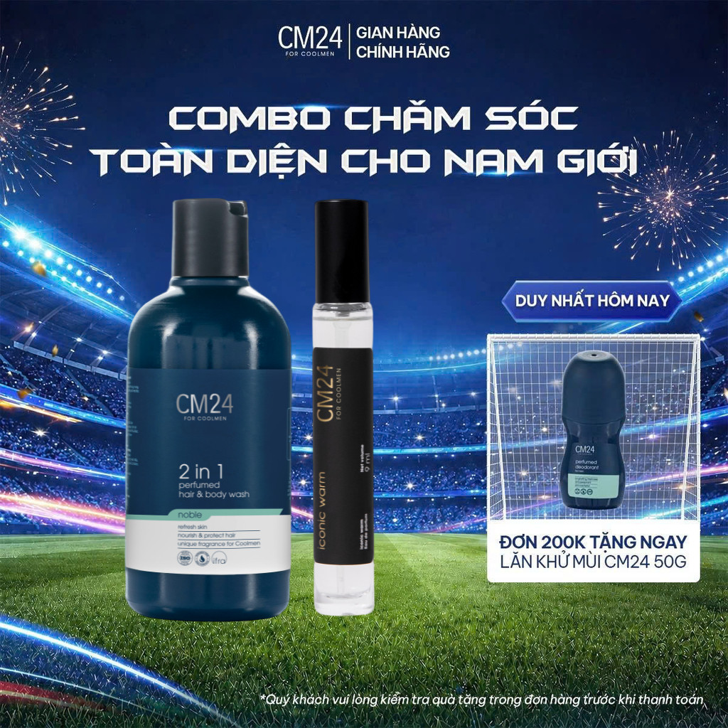 Combo Sữa Tắm Gội 2in1 Noble 180ml Và Nước Hoa Nam EDP Iconic Warm 9ml CM24 For Coolmen