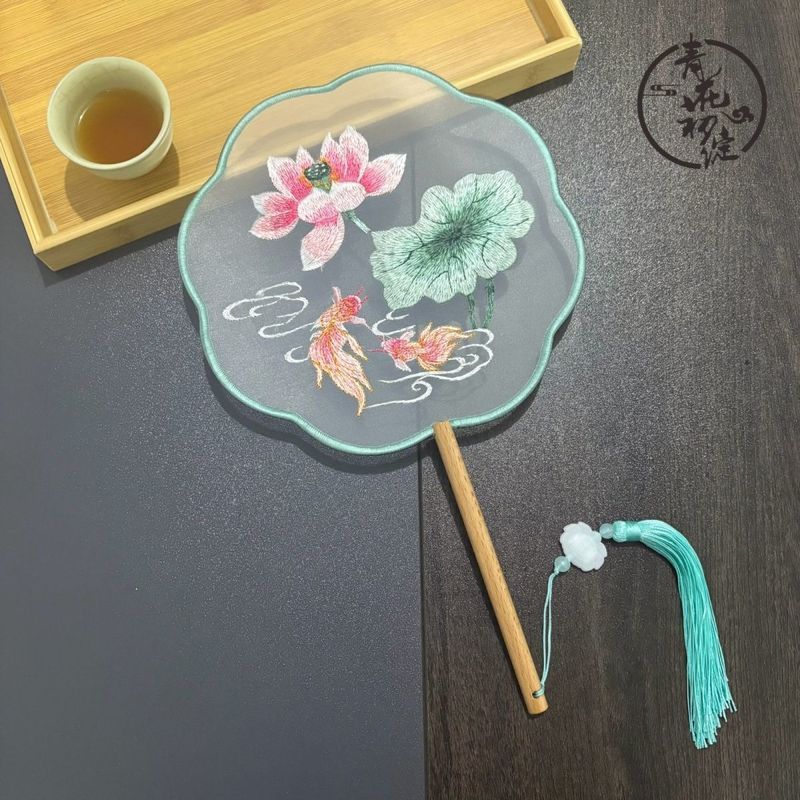 Hai Mặt Thêu Su Phong Cách Cổ Đại Nhóm Quạt Phong Cách Trung Hoa Đồng Hồ Vũ Vũ Vũ Vũ Vũ Vũ Vuông Pho