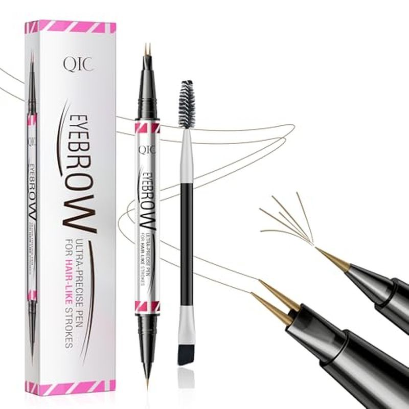 Microblading Eyebrow Pen,2-in-1 Dual-Ended Eye Brow Pencil with 2-Fork-Tip and Precise Brush-Tip, Wa