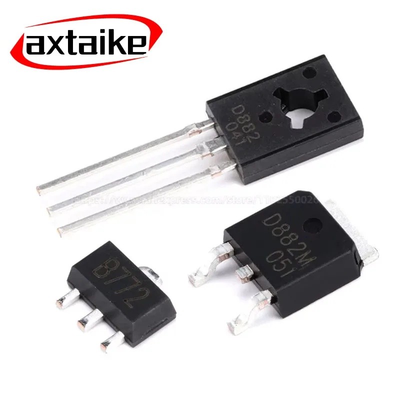 10 CÁI 2SB772 2SD882 B772 D882 B772M D882M SOT-89 TO-252 DPAK TO-126 NPN PNP SMD DIP 3A 30V Transist