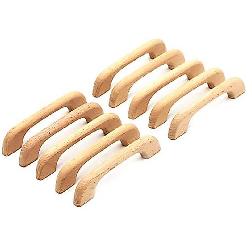 WEICHUAN 10PCS Wood Unfinished Drawer Knobs Pulls Handles - Replacement Kitchen Cabinets Furniture D