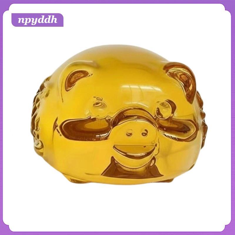 [npyddh] Tượng lợn pha lê, Trang trí lợn vàng, Lợn hoàng đạo, Vàng hiện đại 70mm