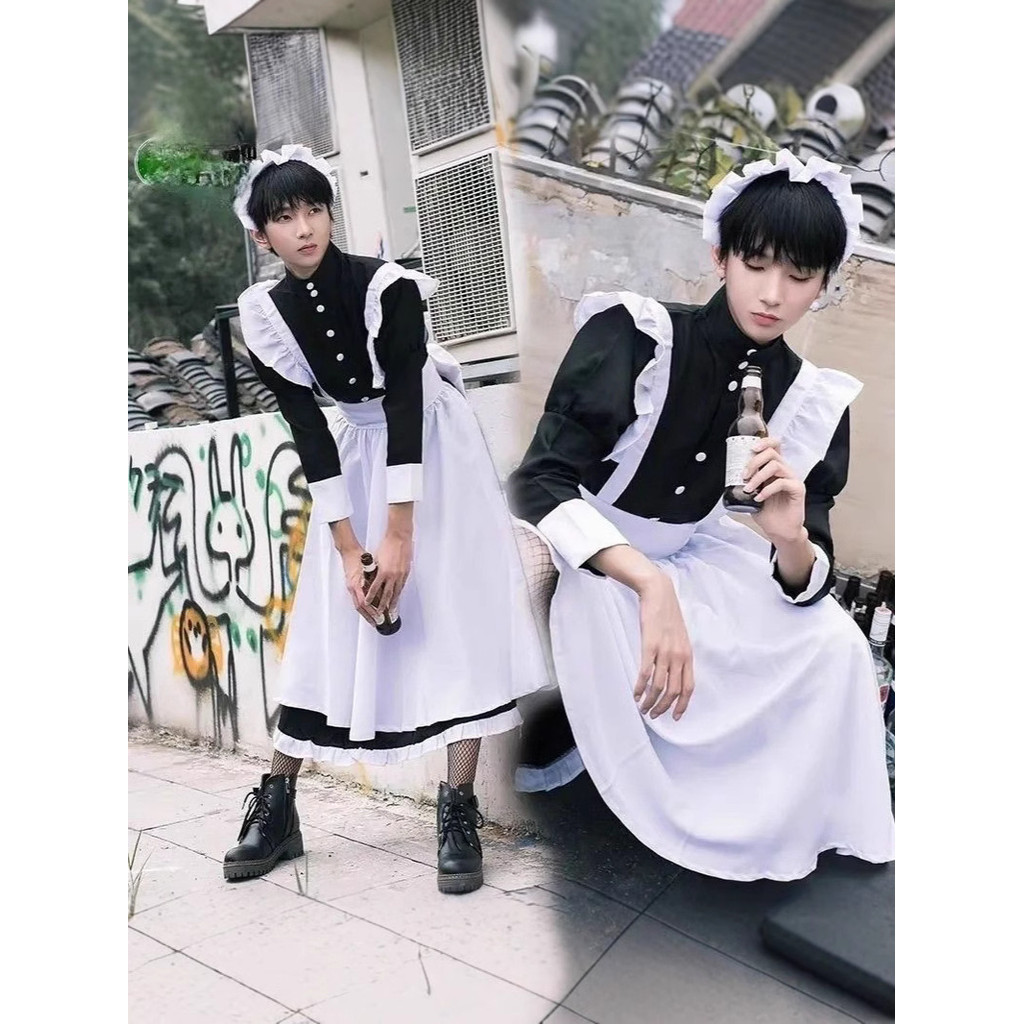 Người Giúp Việc Trang Phục Nam Mặc Hàng Ngày cosplay Dễ Thương Nhật Bản Gothic Váy Anime Người Giúp 