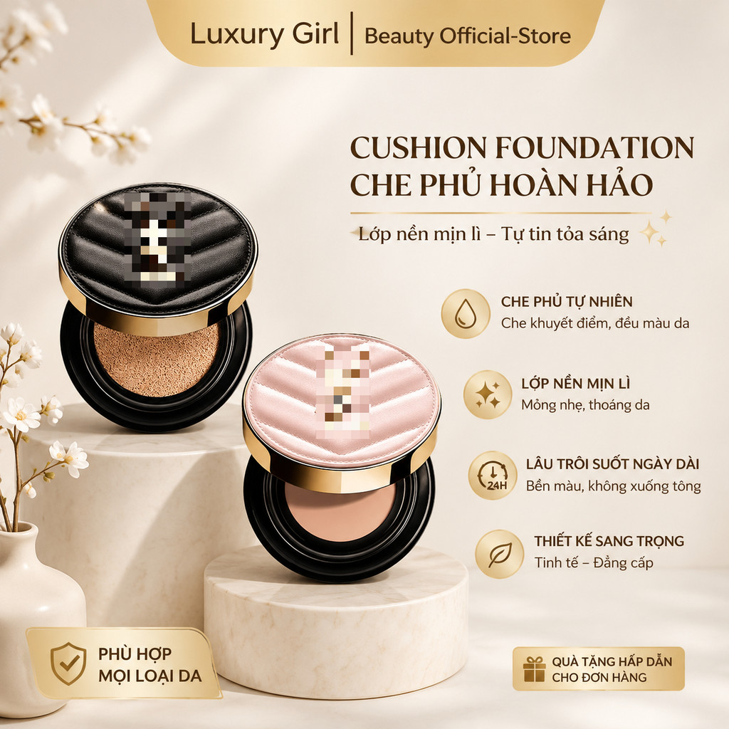 Cushion Foundation B10/B20 Phấn Nước Trang Điểm Che Khuyết Điểm Lớp Nền Mỏng Nhẹ Tự Nhiên