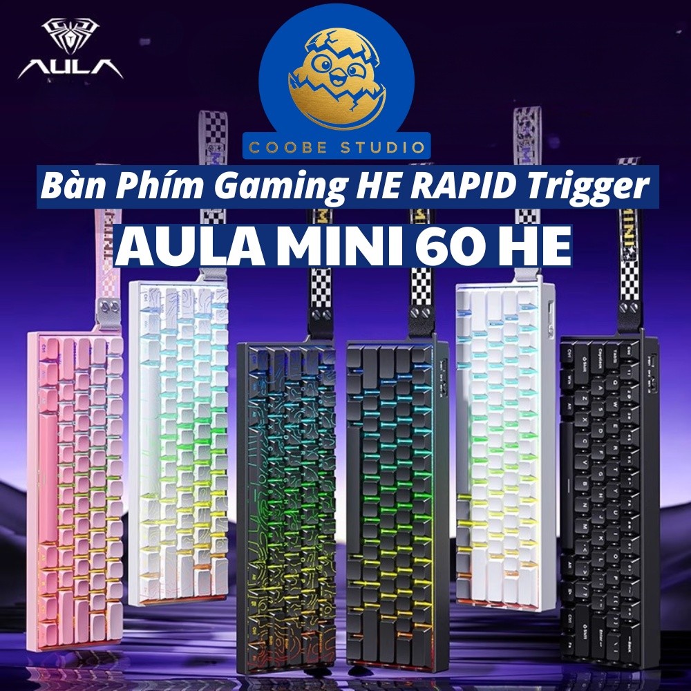 [Ship Nhanh] Bàn Phím Cơ Gaming Không Dây AULA Mini60 | Rapid Trigger | Dongle 8000hz | 128k Scan Ra