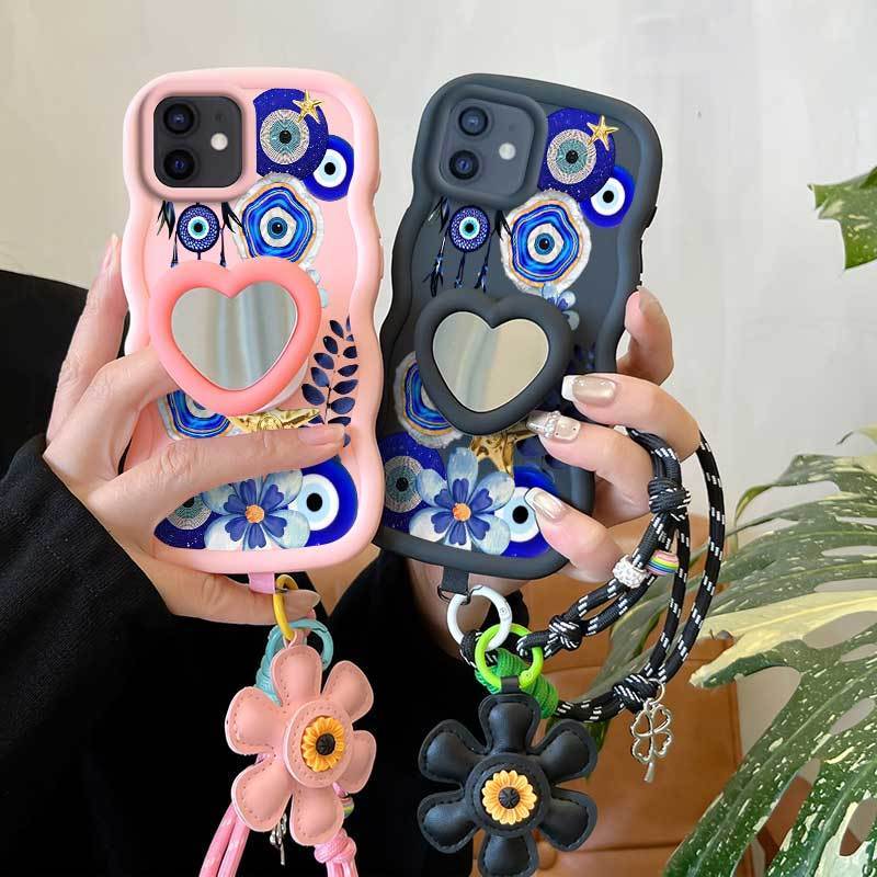 Sang trọng cho IPhone 11 / 7 / 7 Plus / 8 / 8 Plus / 15 Vỏ 3 chiếc (Vỏ điện thoại mắt sâu + Dây buộc