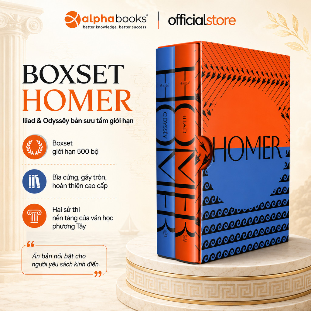 Sách - BOXSET - ODYSSÊY + ILIAD - Homer (Bìa cứng có hộp đựng) (Omega Plus)