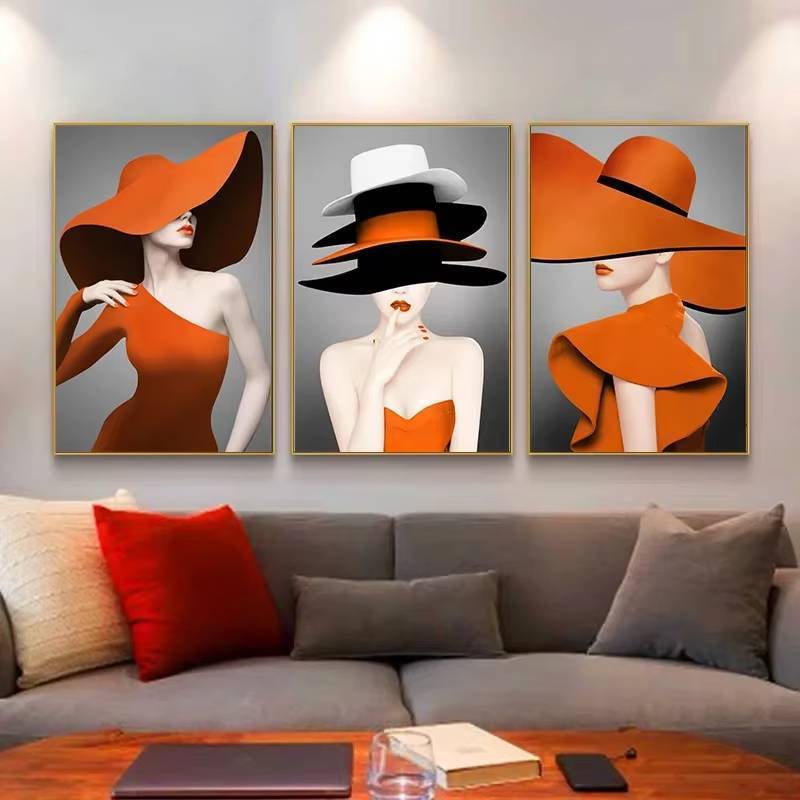 Hermes Cam Thanh Lịch Người Phụ Nữ Chân Dung Đương Đại Cao Cấp Áp Phích Không Khung Canvas Treo Tườn