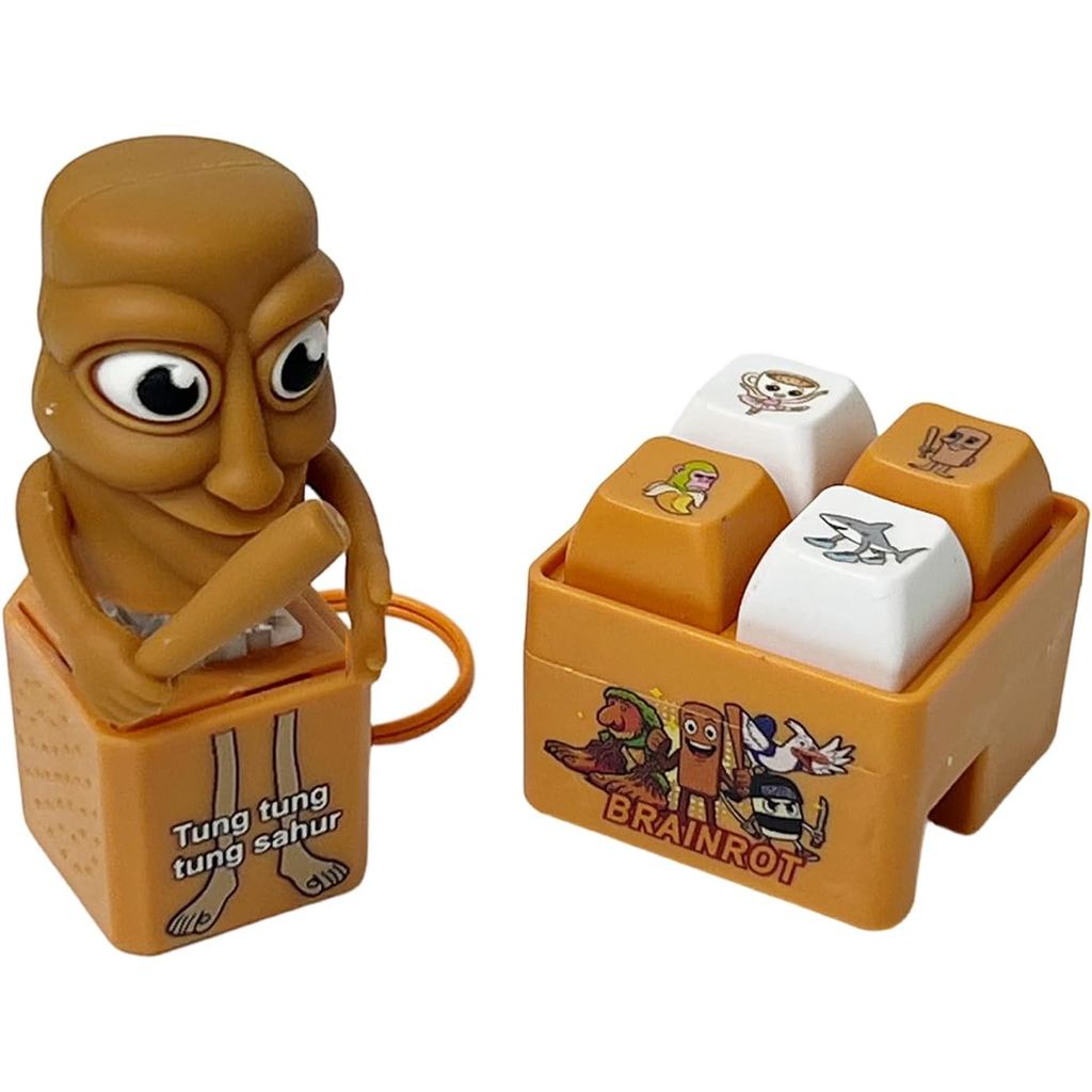 2 Chiếc Ý Bàn Phím Brainrot Fidget Clicker Bộ Móc Khóa, Meme Character Clicker Móc Khóa Combo, Bàn P