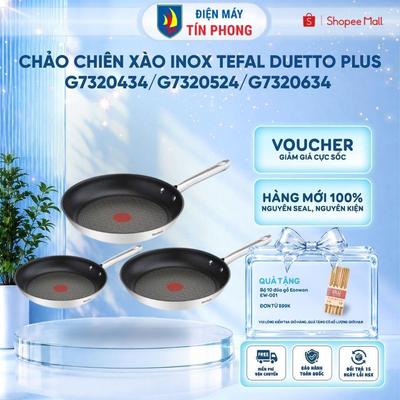 Chảo Chiên Xào Inox Tefal Duetto Plus 24/26/28cm - G7320434/G7320524/G7320634 - Bảo hành 24 tháng
