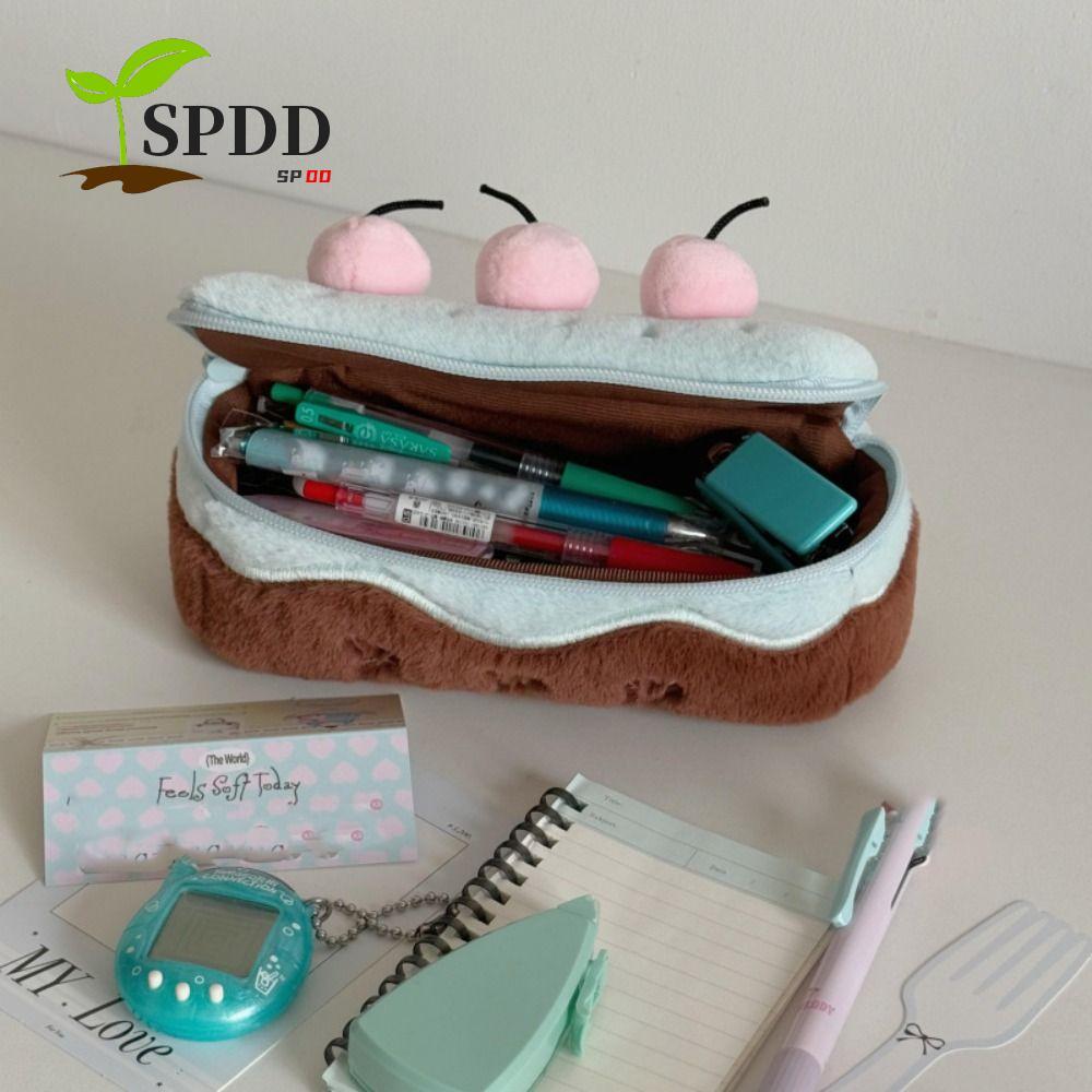 SPDD Túi Đựng Bút Anh Đào Sang Trọng, Hộp Đựng Bút Chì Kawaii Thêu Trái Tim, Sáng Tạo Kawaii Dung Tí