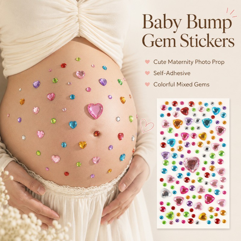 Ảnh bà bầu tại nhà Selfie Prop Sticker Khí quyển Niche Design Love Diamond Butterfly Sticker Trang trí Mang thai Bụng Miếng dán