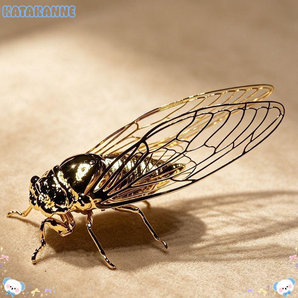 Bức tượng Cicada vàng KATAKANNE, Điêu khắc Cicada phong cách cổ điển vàng, Cánh rỗng thời trang Chi 