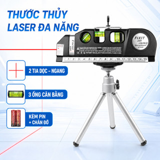 Thước thủy laser đa năng f2018 fixit level pro 3, tia ngang dọc vuông góc kèm pin