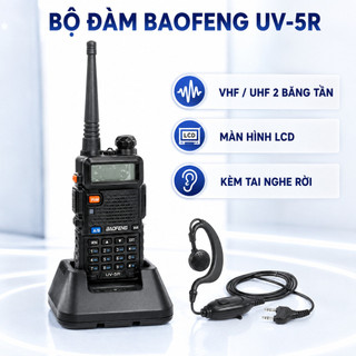 Bộ đàm baofeng 0678 uv-5r có lcd 2 băng tần vhf và uhf cao cấp kèm tai nghe rời
