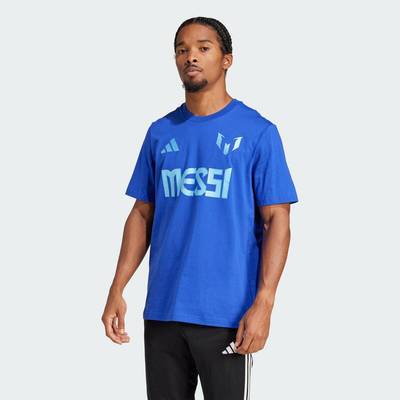 adidas Football Messi Name and Number Graphic Tee Men Blue JJ1419
