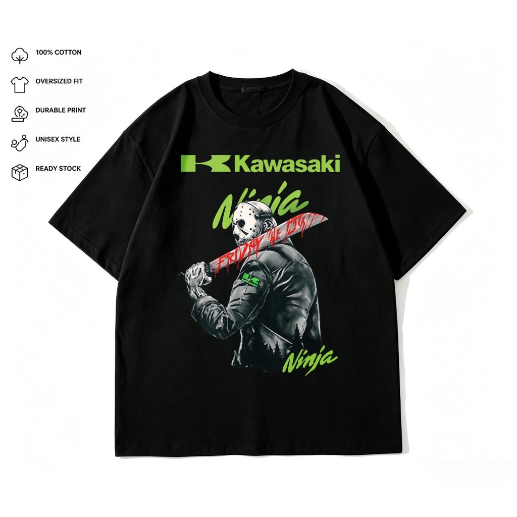 Kawasaki Ninja Thứ Sáu 13 Áo Thun Nữ Tay Ngắn Cotton 1 Phong Cách Quá Khổ Dạo Phố